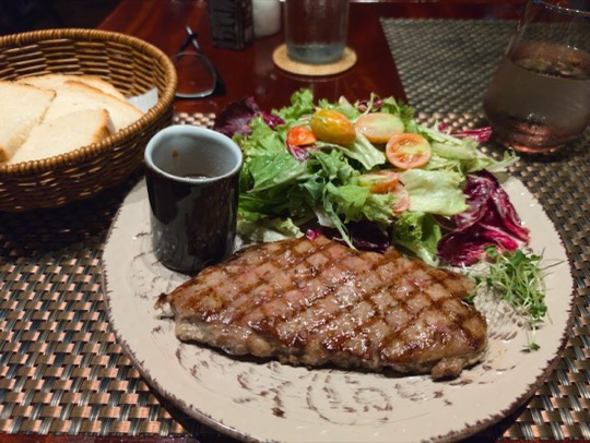 Grilled sirloin at La Ferme de Bassac Steak House